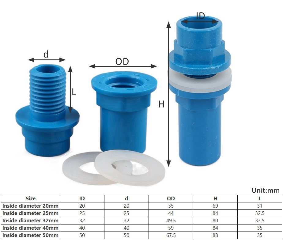 1pc id 20/25/32/40/50mm pvc co - Aquarium Planet avaliação e preço